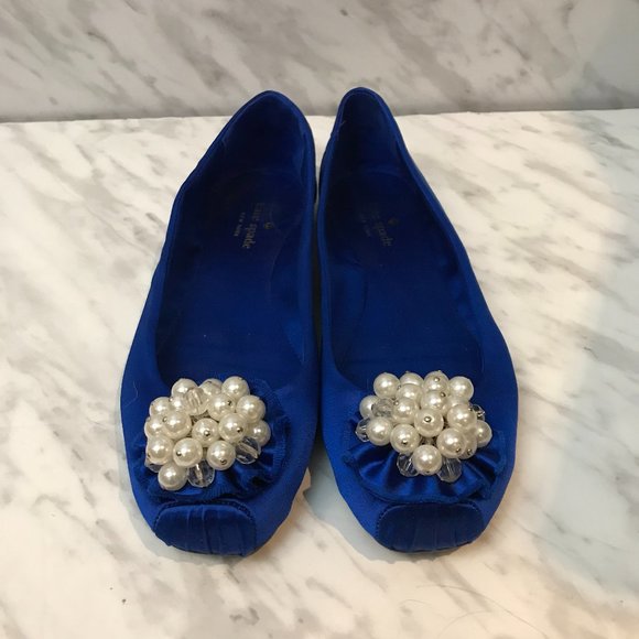 Kate Spade Fanna Satin Ballet Flats Blue Size 7 - Picture 7 of 7